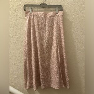 pink floral midi skirt